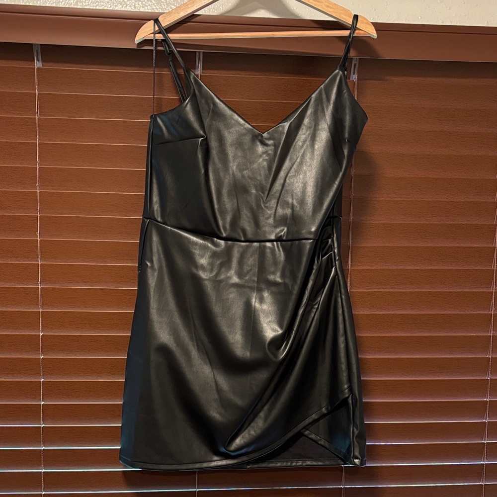 Miami Black Faux Leather Mini Dress